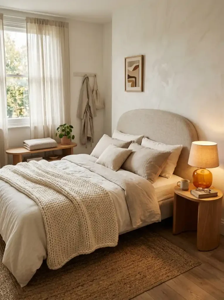 Choose Softer Furniture Silhouettes Around the Bed