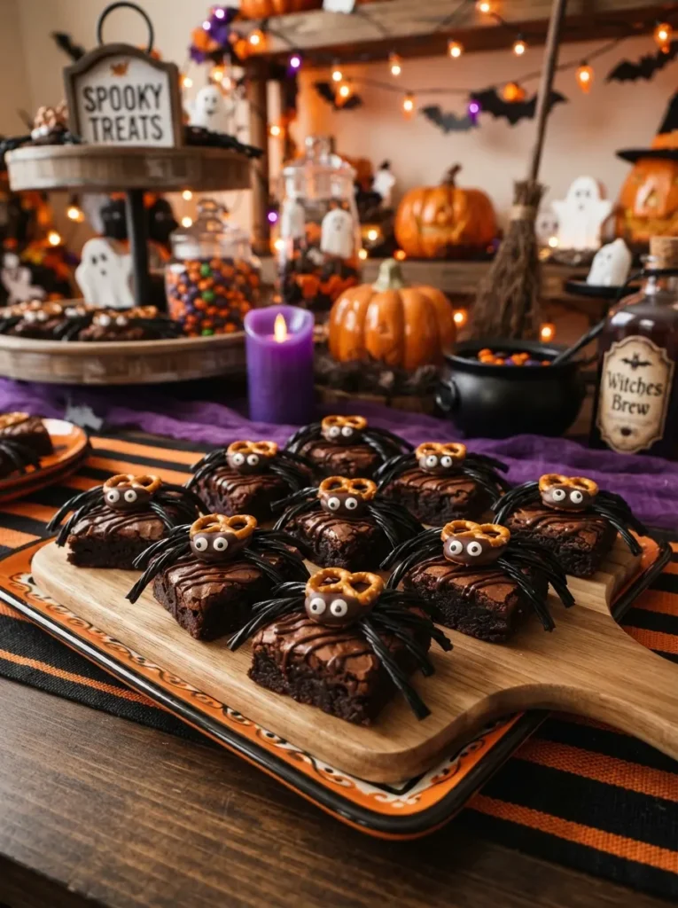 ![Halloween monster eyeball cookies with colorful irises, black candy pupils, red icing details, and soft baked cookie edges, arranged on a dark dessert table, vertical Pinterest photography.]